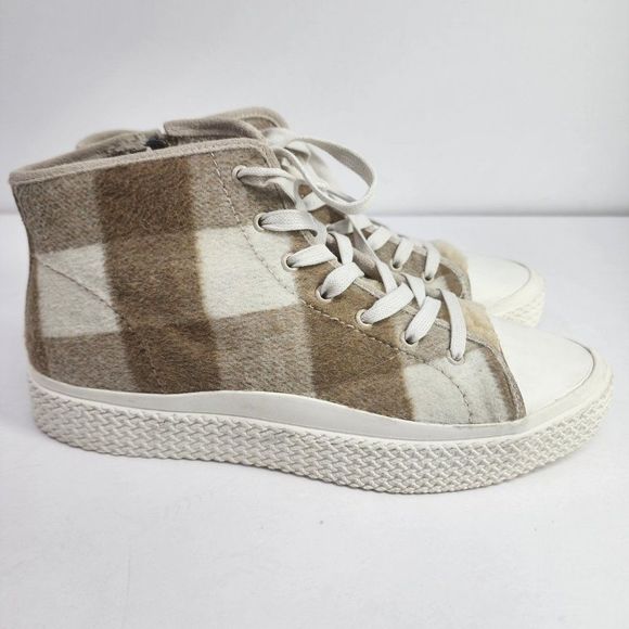 Dolce Vita Veola Checkered Plush Hightop Tan Sneakers, Women's 9.5 - Picture 3 of 7